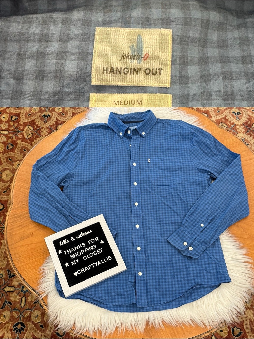 johnnie-O Hangin’ Out Button-Down Shirt in Deep Water | Men’s Medium